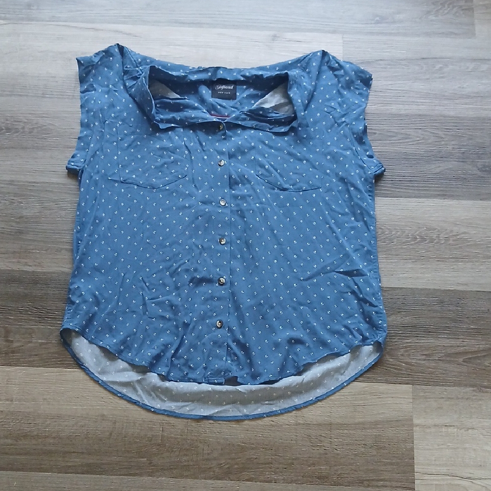 Jachs Women's Blue Polka Dot Button Down Shirt